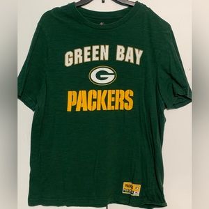 Majestic Green Bay Packers NFL Logo T Shirt  Women’s XL Green Spell Out Tee